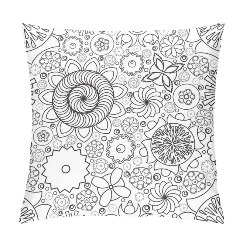 Personality  Vector Seamless Monochrome Floral Pattern. Imitation Of Hand Drawn Flower Doodle Texture. Pillow Covers