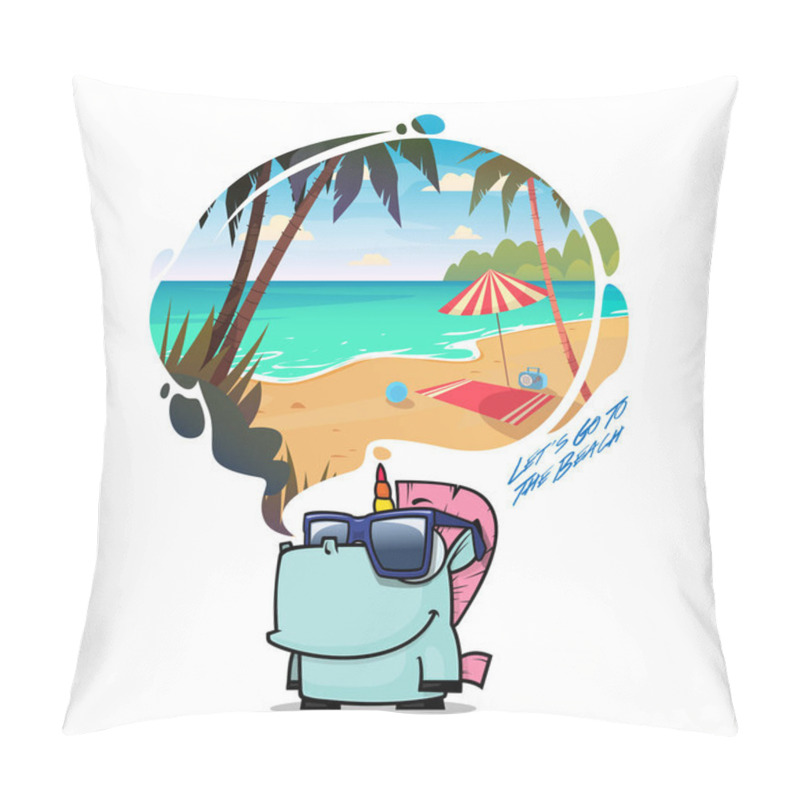 Personality  To The Beach. Funny Vector Illustration With Animal Character An Pillow Covers