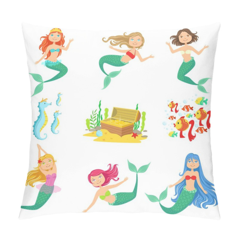 Personality  Fairy Tale Mermaids And Related Objects Set Pillow Covers