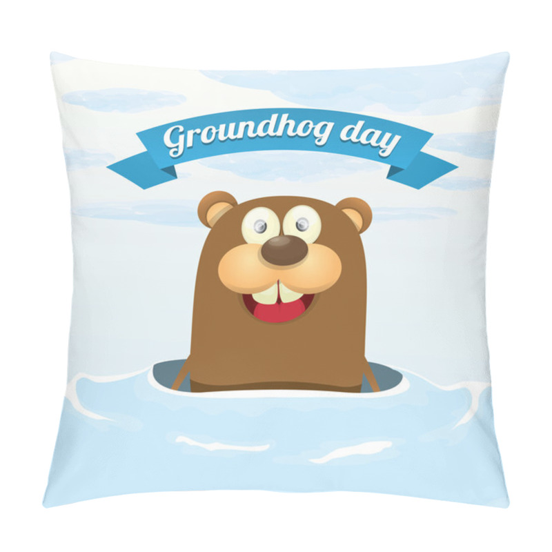 Personality  Groundhog Day. Vector Greeting Card Pillow Covers