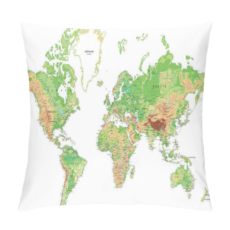 Personality  World Map With Labeling. Pillow Covers