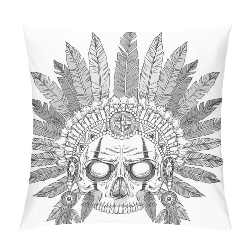 Personality  Indian Chief Skull Pillow Covers