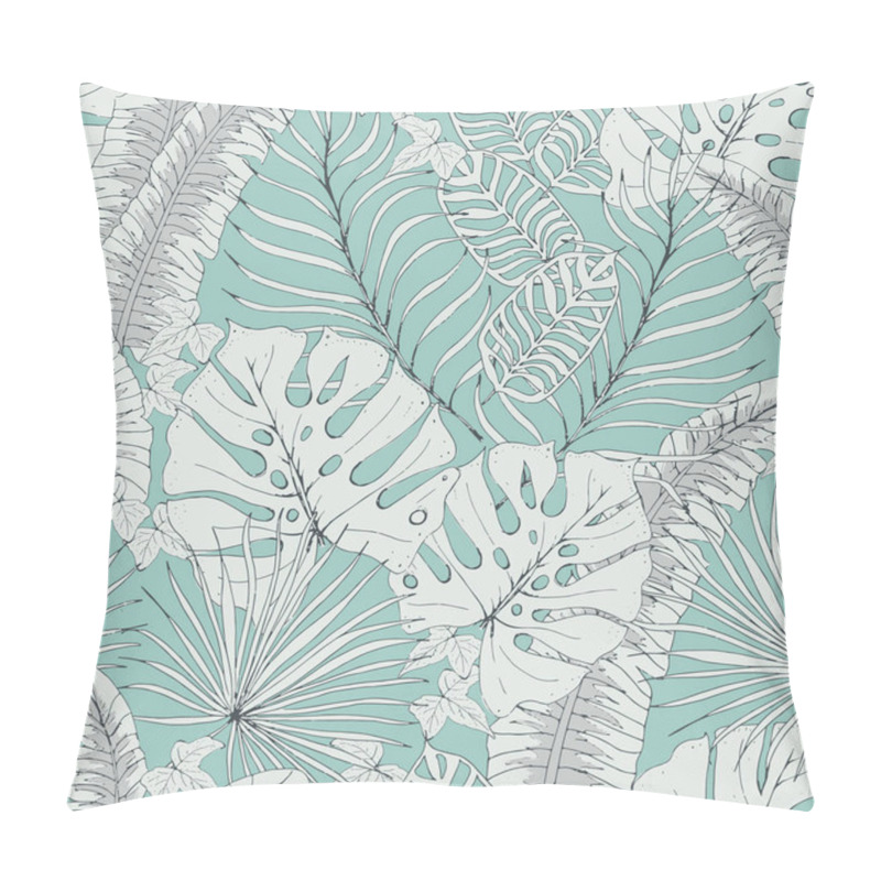 Personality  Vector Green Tropical Seamless Pattern Print Background. Pillow Covers