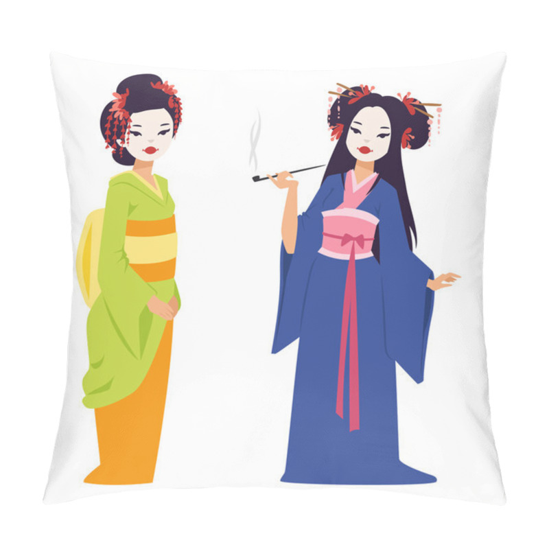 Personality  Vector Japanese Geisha Girl Pillow Covers