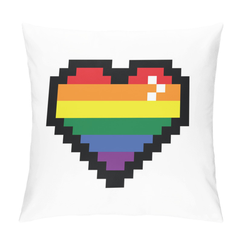 Personality  Vector Rainbow 8 Bit Pixel Art Style Heart. LGBT Community Symbol. Gay Pride Concept Pillow Covers