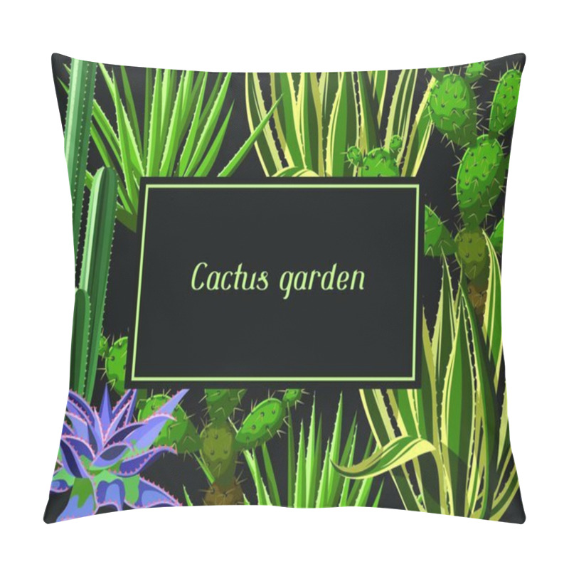 Personality  Card With Cactuses And Succulents Set. Plants Of Desert. Card With Cactuses And Succulents Set. Plants Of Desert. Pillow Covers