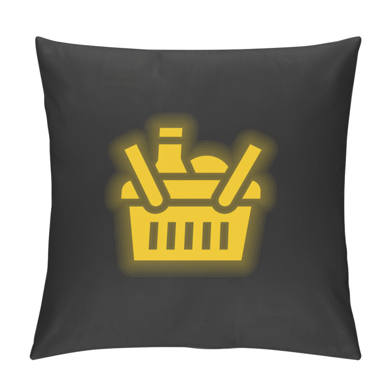 Personality  Basket Yellow Glowing Neon Icon Pillow Covers