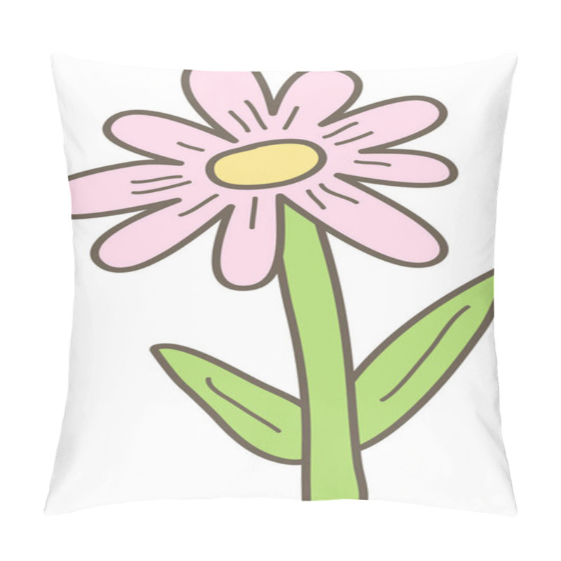 Personality  Simple Hand-drawn Flower With Stem And Leaves. Vector Illustration. Pillow Covers