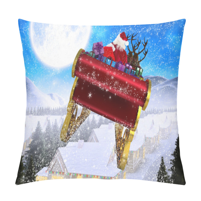 Personality  Santa Claus Flying In Sleigh Pillow Covers