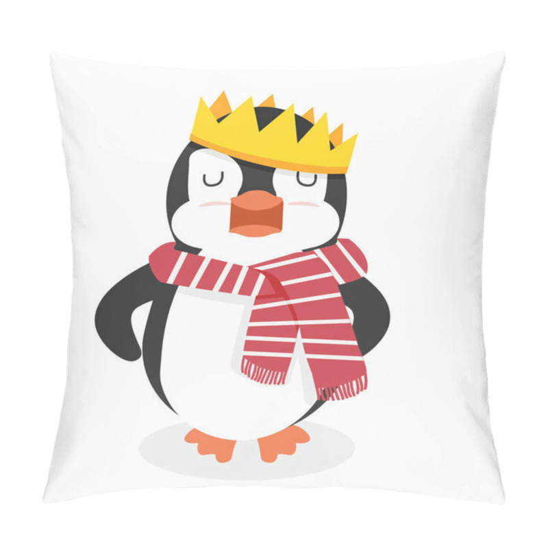 Personality  Penguin Character With Crown King Pillow Covers