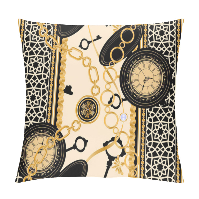 Personality  Clock And Chain Seamless Pattern Pillow Covers