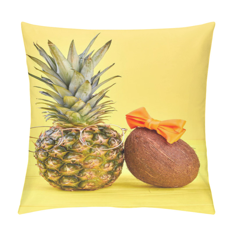 Personality  Composition From Pineapple And Coconut. Pillow Covers