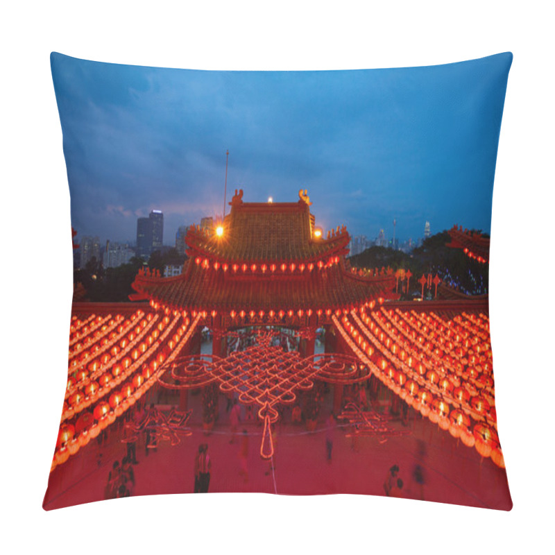 Personality  Thean Hou Temple In Kuala Lumpur At Night During Chinese New Year Pillow Covers