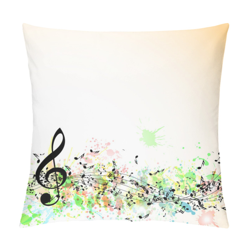 Personality  Musical Notes Staff Background. Vector Illustration. Pillow Covers