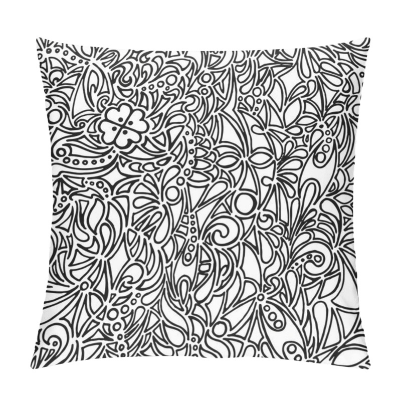 Personality  Doodle Black And White Monochrome Vector Background Pillow Covers