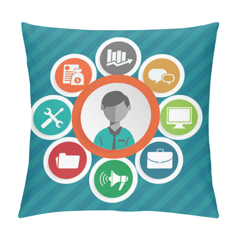 Personality  Vector Flat Customer Service Concept - Icons And Infographic Design Elements Pillow Covers