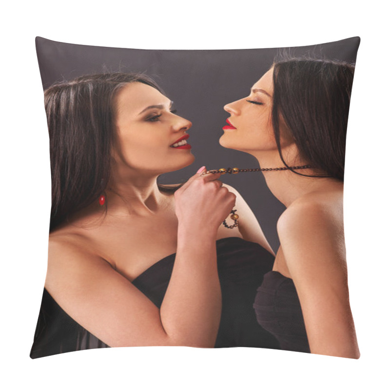 Personality  Two Sexy Lesbian Women Kissing. Pillow Covers