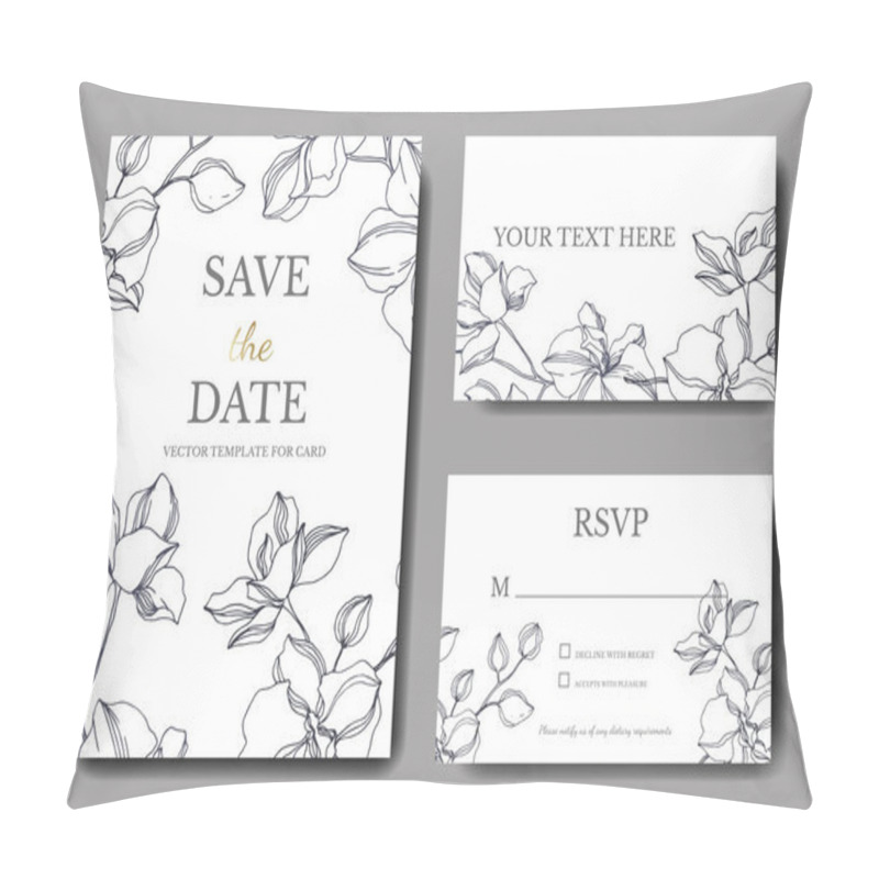 Personality  Vector Orchid Floral Botanical Flowers. Black And White Engraved Ink Art. Wedding Background Card Decorative Border. Pillow Covers