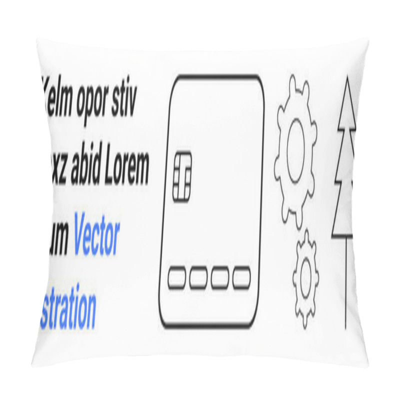 Personality  Credit Card With Chip, Gears, And Tree Outline. Ideal For Finance, Technology, Nature, Sustainability, Innovation Business Solutions Eco-friendly Initiatives. Landing Page Pillow Covers