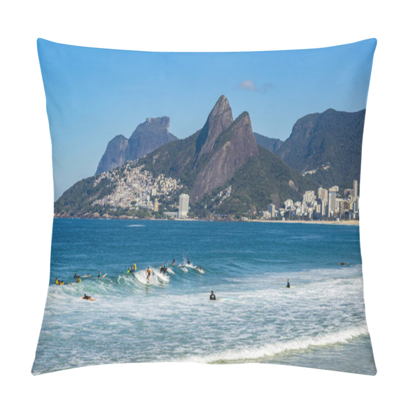 Personality  Rio De Janeiro City / Brazil South America - 08/29/2018: Surfers Waiting For The Perfect Wave. Wonderful Places In The World For Surfing.  Pillow Covers