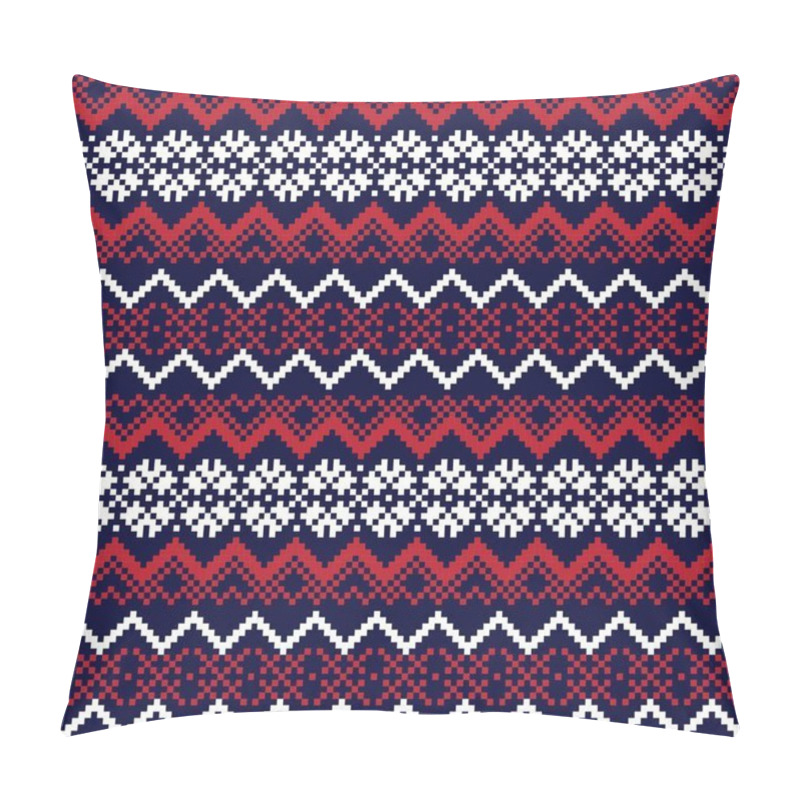 Personality  Red Christmas Fair Isle Pattern Background For Fashion Textiles, Knitwear And Graphics Pillow Covers