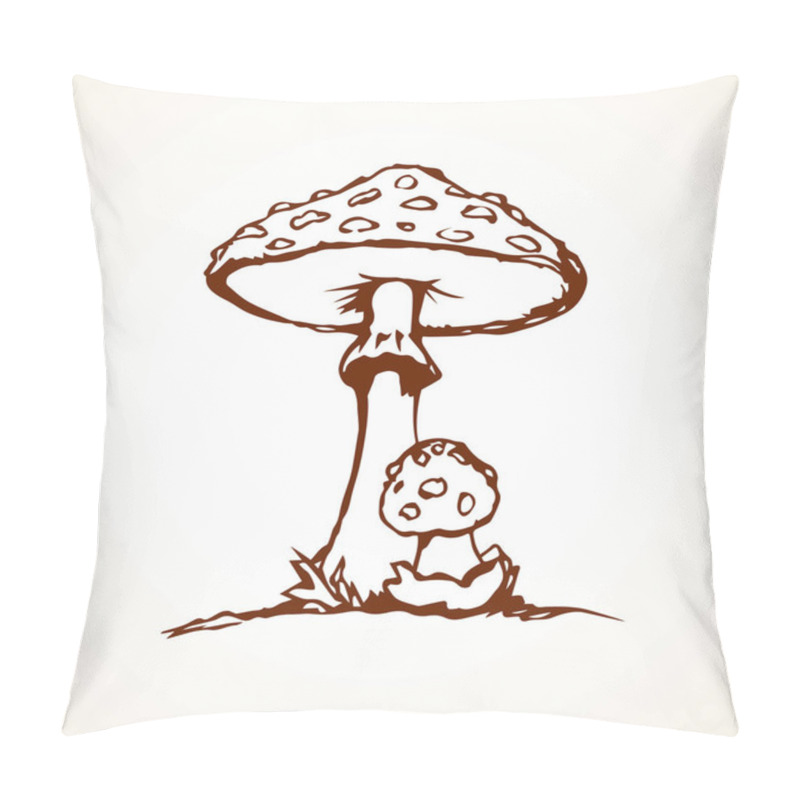 Personality  Poisonous Fungus. Vector Drawing Pillow Covers