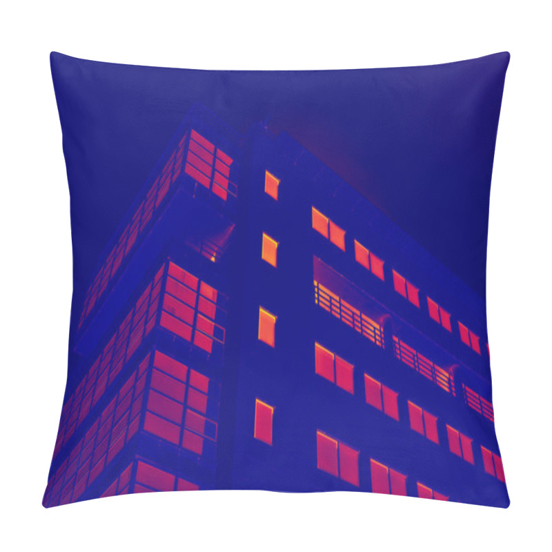 Personality  Glassy Office Building In Thermal Imaging Simulation Pillow Covers