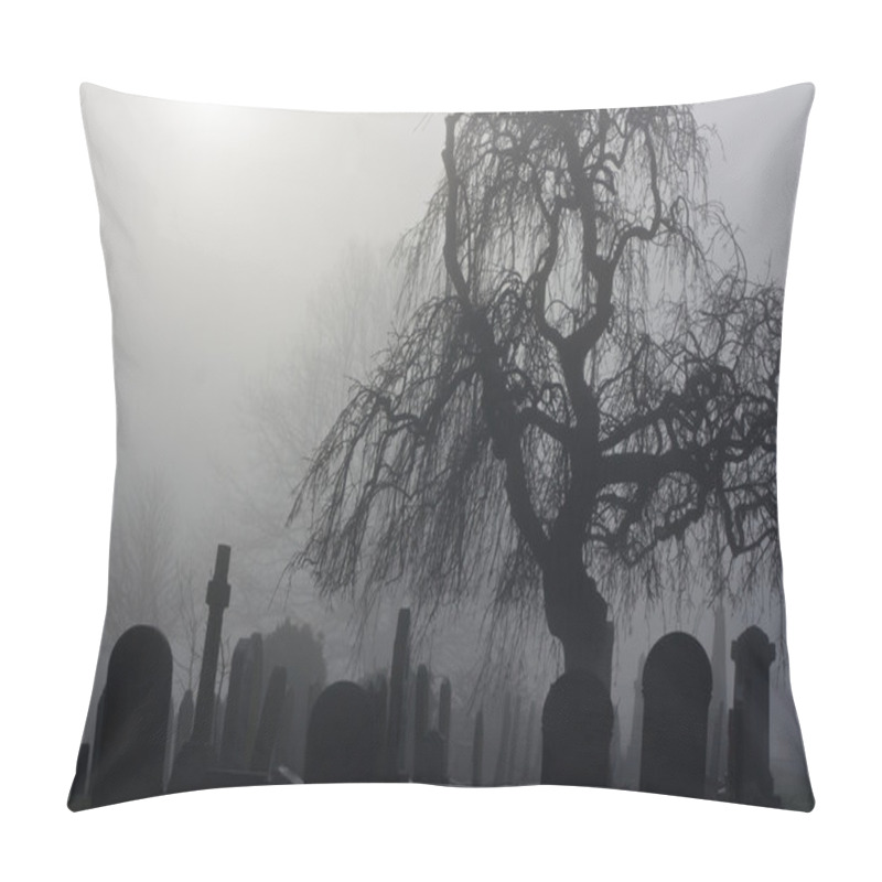 Personality  Spooky Old Cemetery On A Foggy Day Pillow Covers