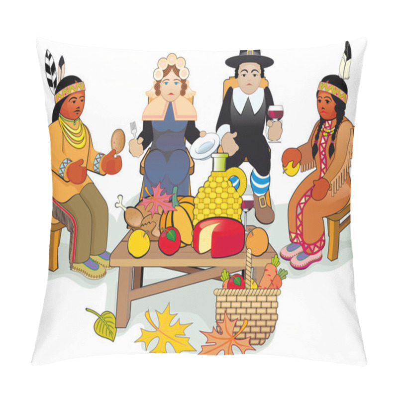 Personality  Thanksgiving Pilgrims And Indian Couple Pillow Covers