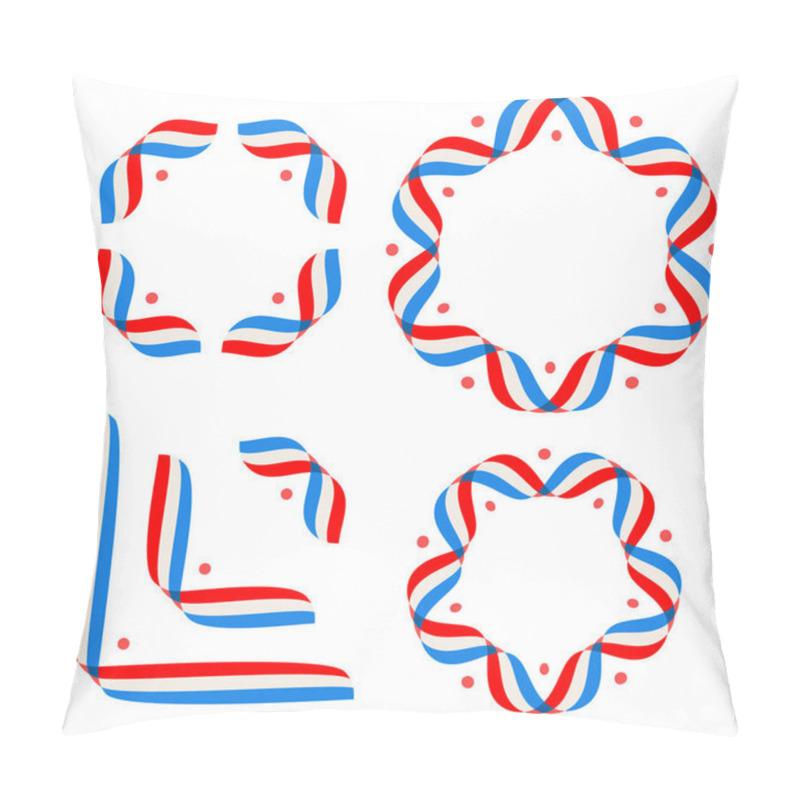 Personality  American Patriotic Background, Independence Day 4 Th July. Vector Illustration. Abstract Red-blue-white Geometric Background With Stripes Of Flags Ribbons. Pillow Covers