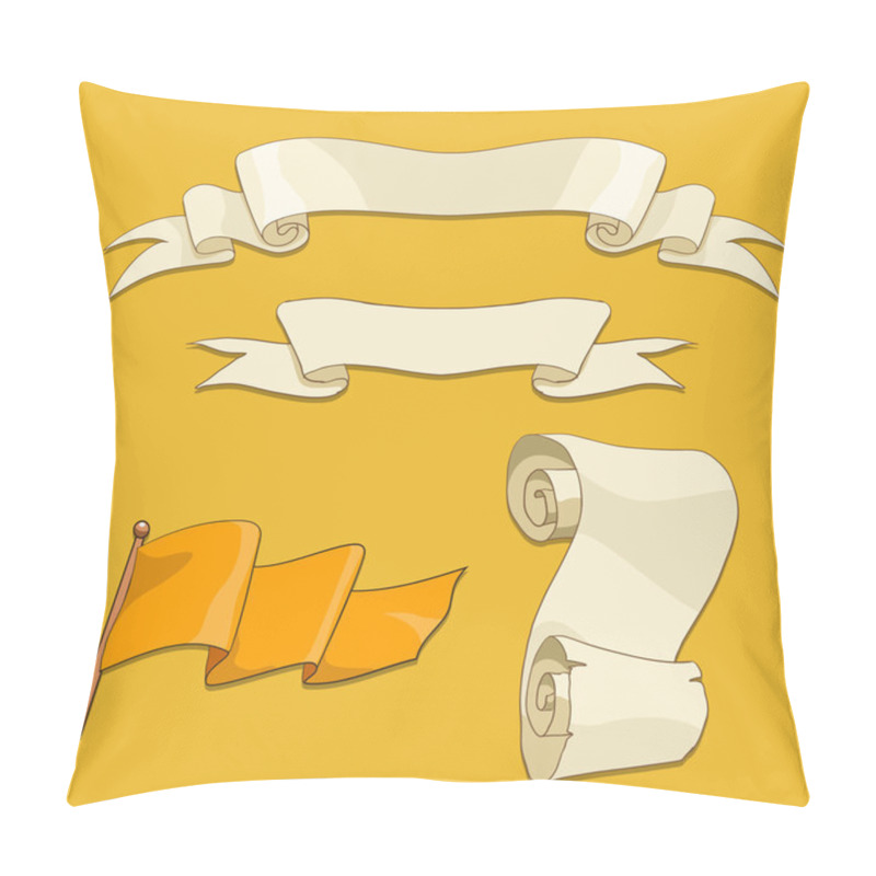 Personality  Old Scroll Flag And Ribbon Vector Illustration Pillow Covers