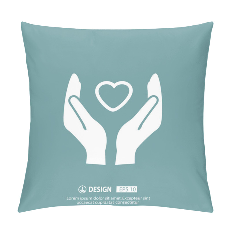 Personality  Pictograph Of Heart In Hands Pillow Covers