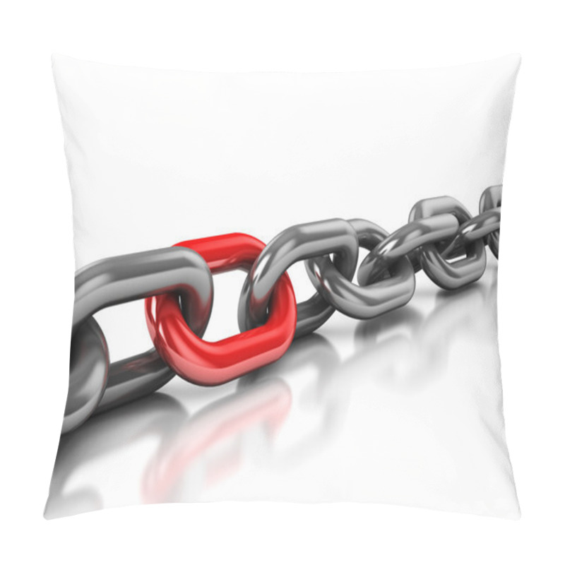 Personality  Abstract 3d Illustration Of Chain With One Red Link Over White Background Pillow Covers