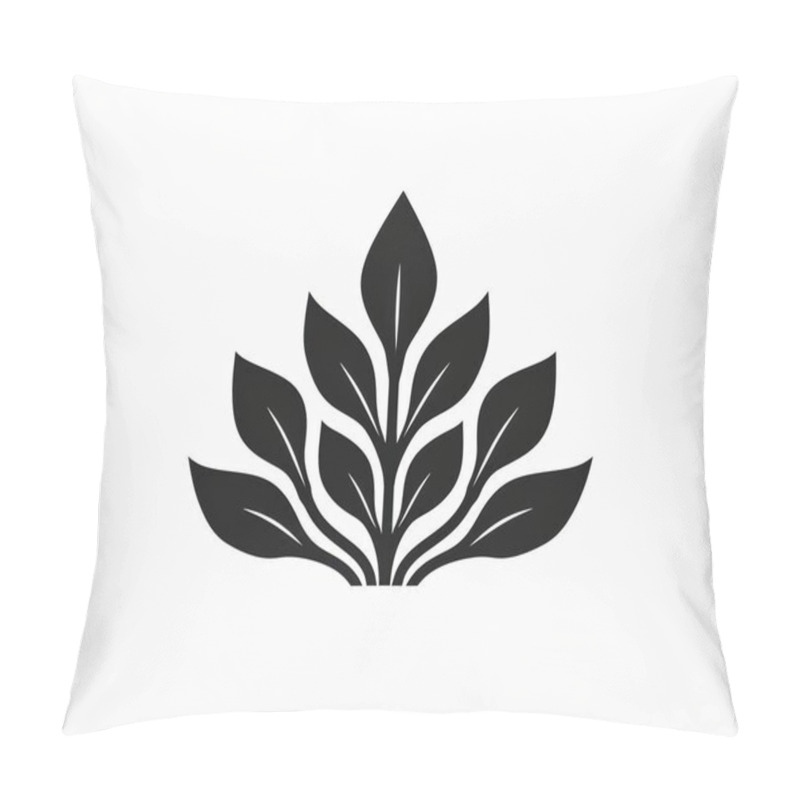 Personality  Stylized Black Leaf Design Showcasing Nature's Elegance And Simplicity. Pillow Covers