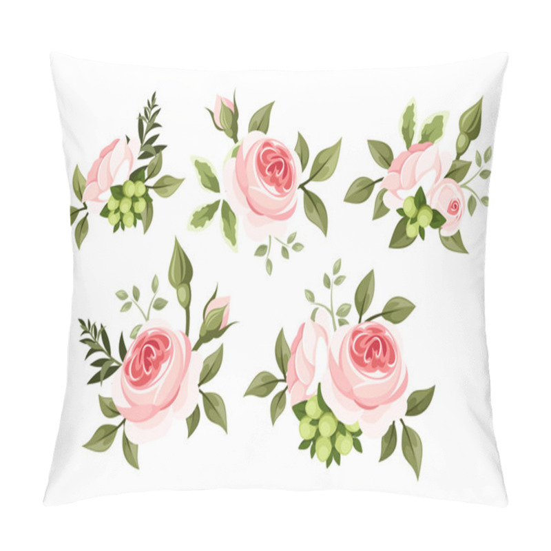 Personality  Set Of Pink Roses. Vector Illustration. Pillow Covers