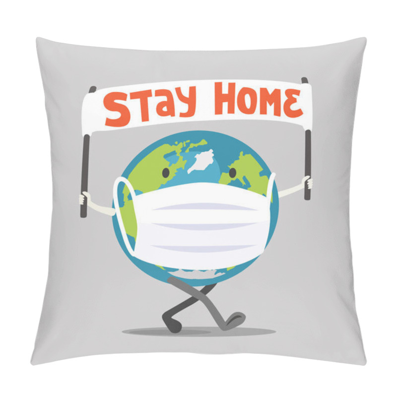 Personality  Planet Earth Comes With A Banner Stay Home Pillow Covers