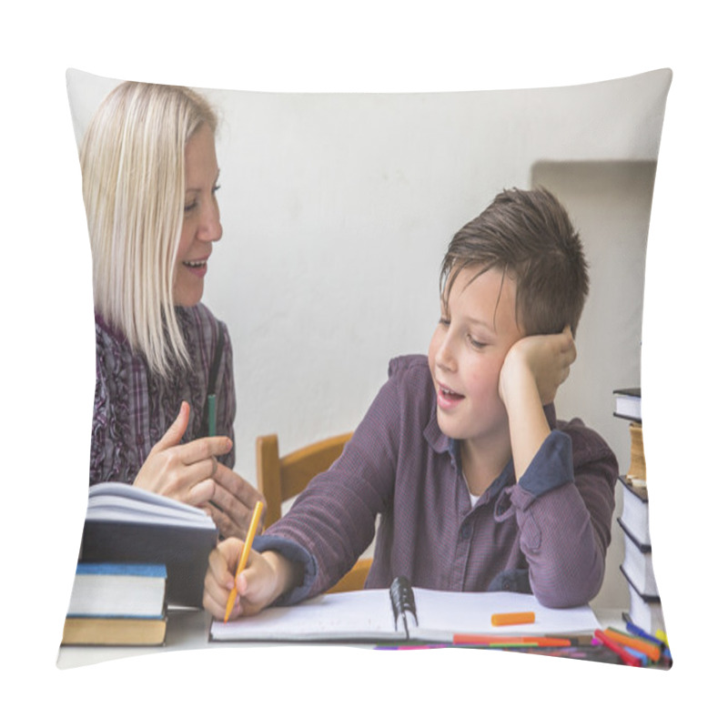 Personality  Student Does Homework With His Tutor Pillow Covers