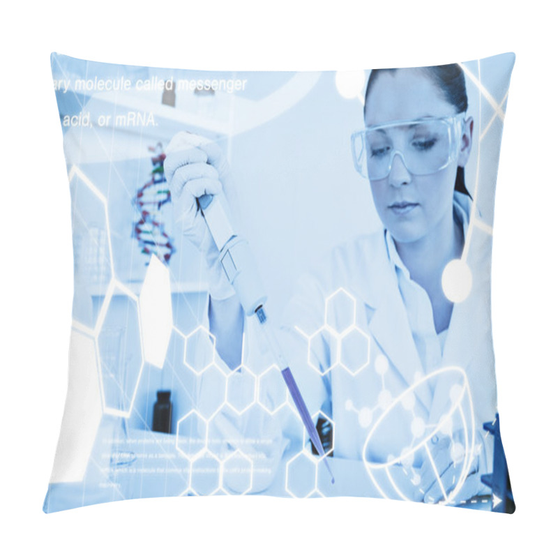 Personality  Redhaired Scientist Using A Pipette Pillow Covers