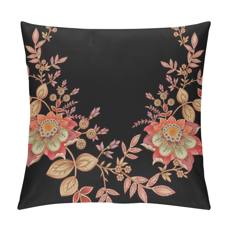 Personality  It's A Unique Digital Traditional Geometric Ethnic Border, Floral Leaves Baroque Pattern And Mughal Art Elements, Abstract Texture Motif, And Vintage Ornament Artwork Combination For Textile Printing. Pillow Covers