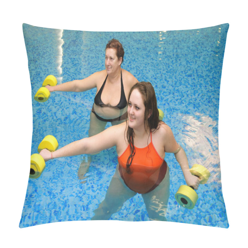 Personality  Two Woman Training In Water Pillow Covers