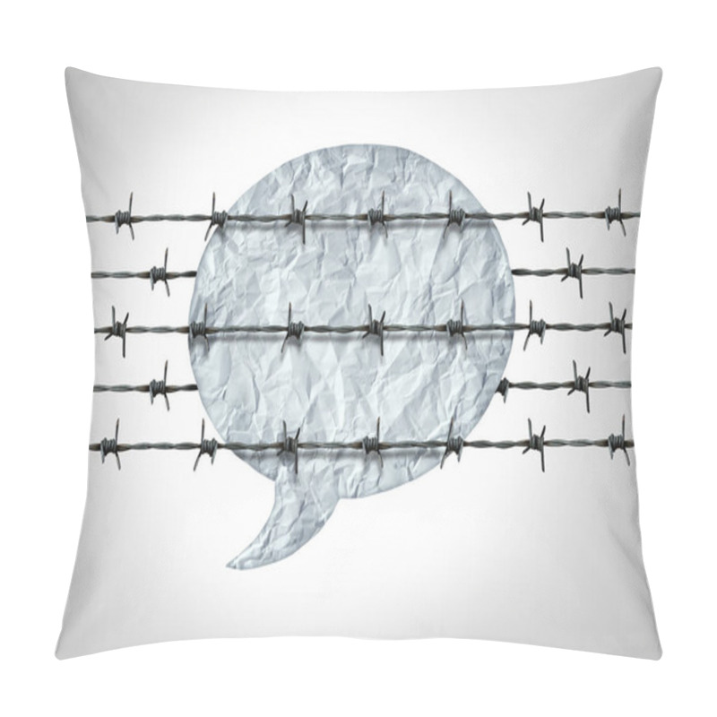 Personality  Social Media Restrictions And Suppression Of Speech As Censorship To Censor Opinions And Thought In A 3D Illustration Style. Pillow Covers