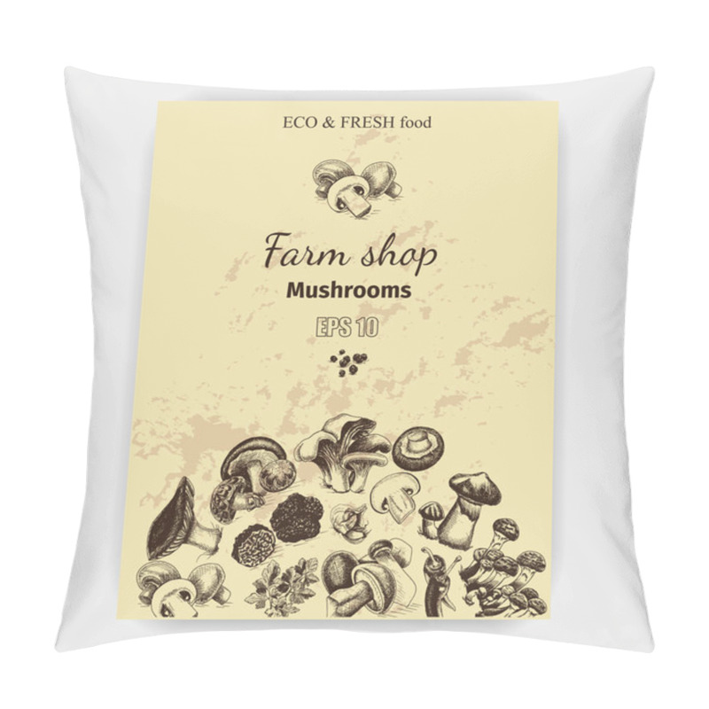 Personality  Illustration Sketch - Mushrooms Pillow Covers