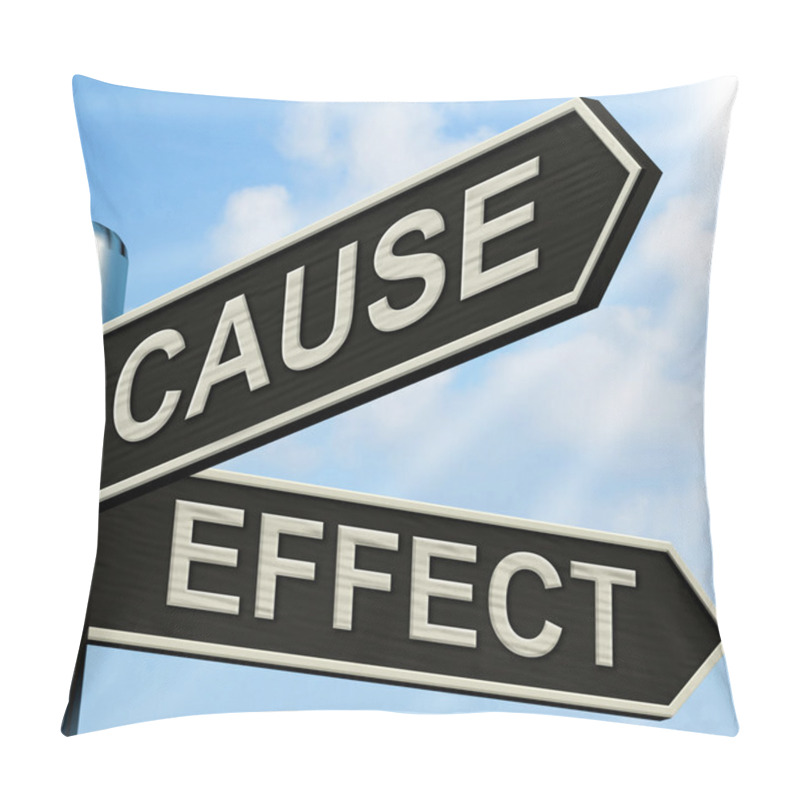 Personality  Cause And Effect Signpost Means Results Of Actions Pillow Covers