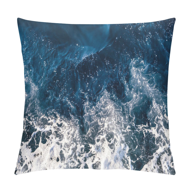 Personality  Top Down Aerial View Of Sea Water Surface. White Foam Waves Texture As Natural Background. Pillow Covers