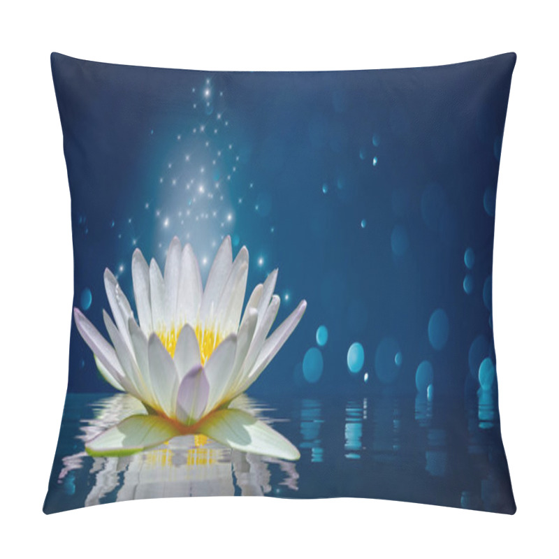 Personality  Lotus White Light Purple Floating Light Sparkle Background Pillow Covers