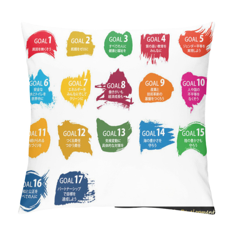 Personality  Sustainable Development Goals Image Brush Abstract Icon Set JAPANESE Pillow Covers