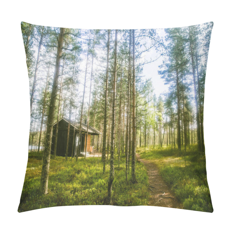 Personality  A Beautiful Small Wooden Building In The Middle Of Finnish Forest Pillow Covers