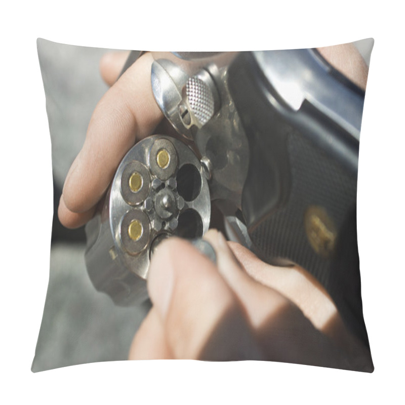 Personality  Man's Hands Loading Bullets Into Gun Pillow Covers