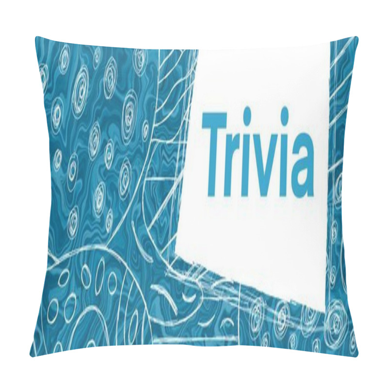 Personality  Trivia Text Written Over Blue Background With Doodle Scribble Element. Pillow Covers