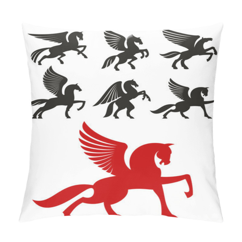 Personality  Pegasus Horses Icons For Heraldic Design Pillow Covers